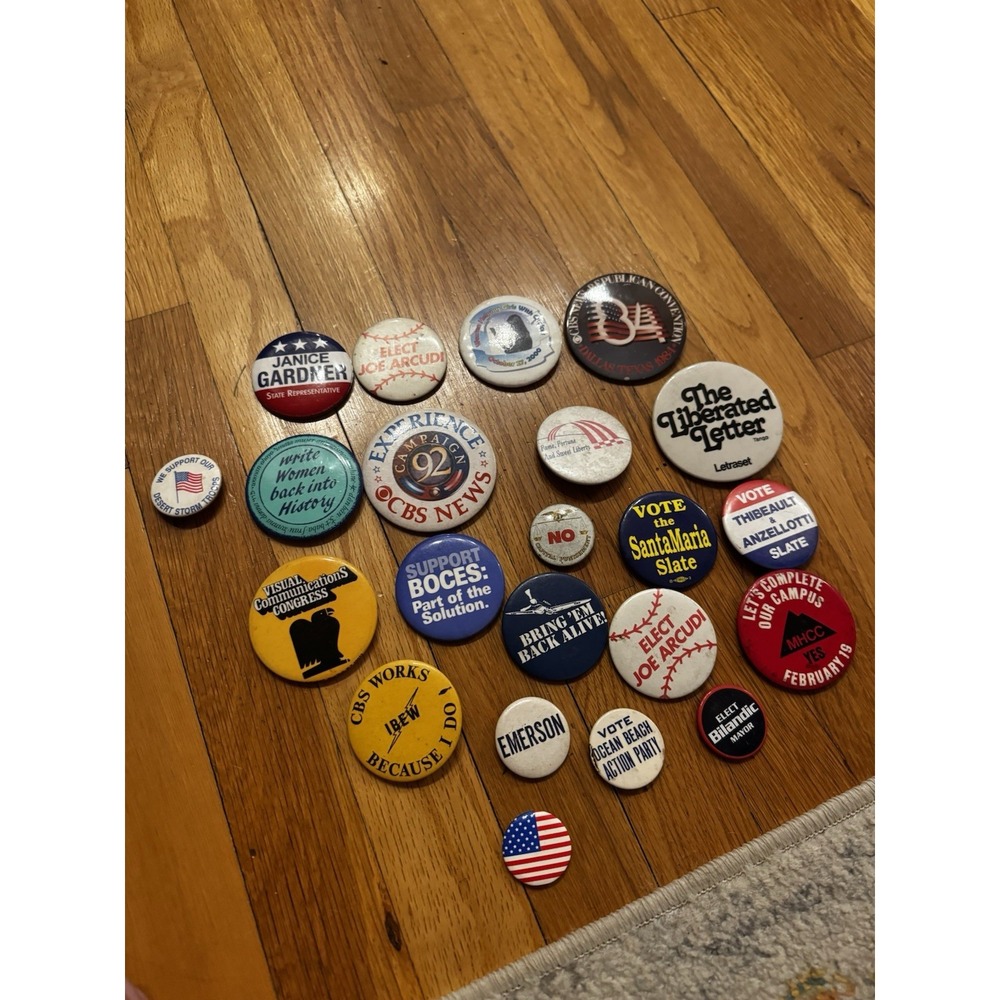 Vintage Lot Of 22 Political Pinback Buttons Congress‎ Voting USA